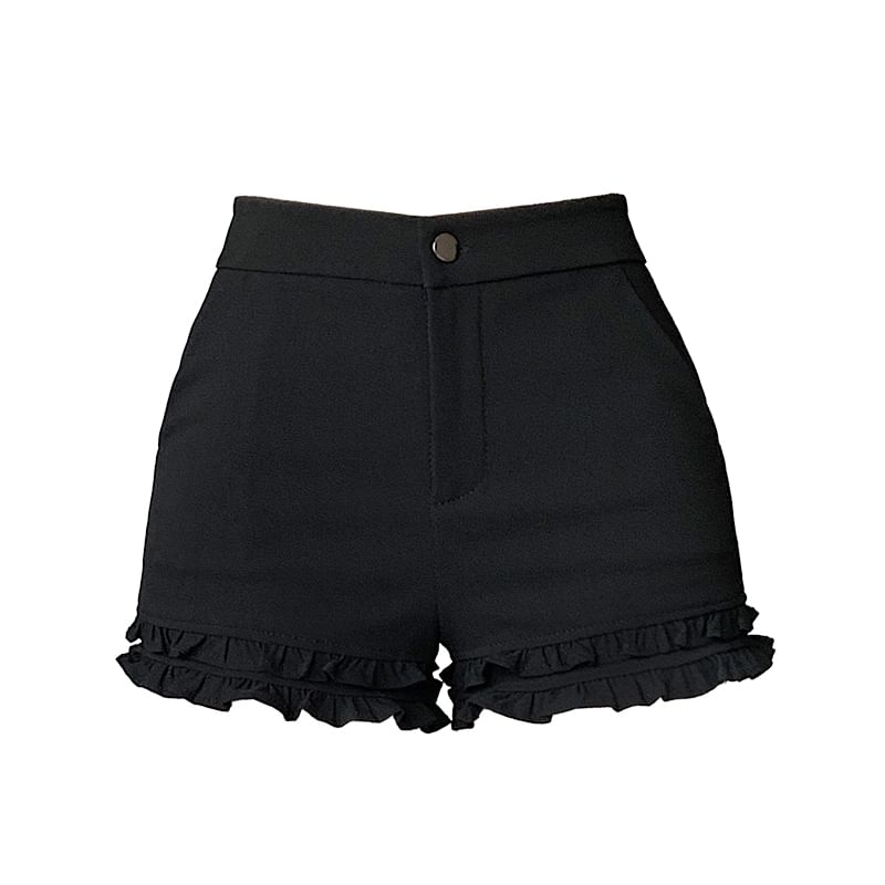 Trim Frill High Hot Plain Waist Pants