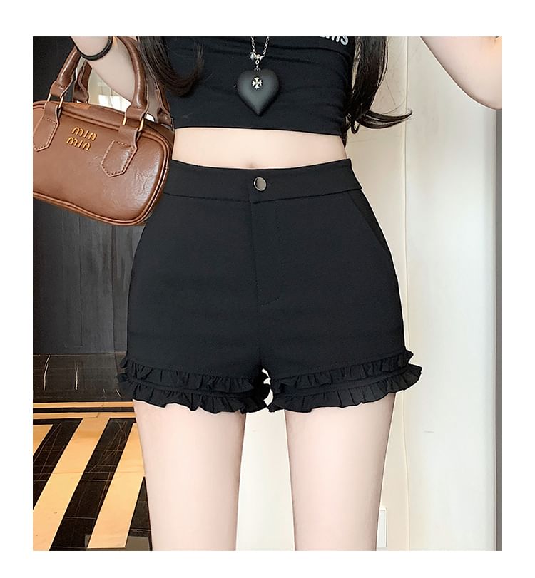 Trim Frill High Hot Plain Waist Pants