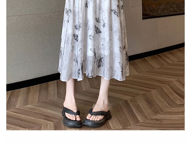 Midi Skirt High A-Line Print Rise Butterfly