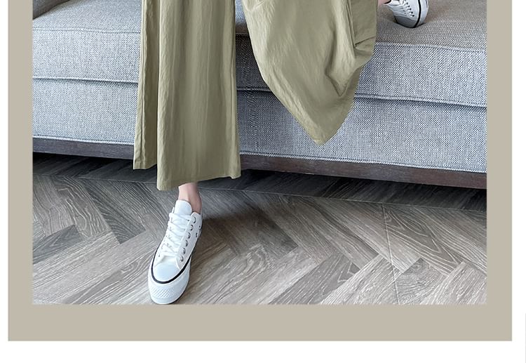 Plain High Waist Cropped Pleated Culottes