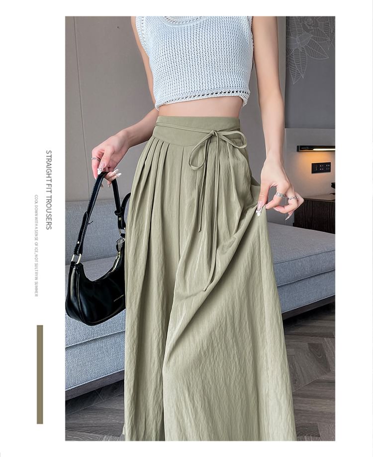 Plain High Waist Cropped Pleated Culottes