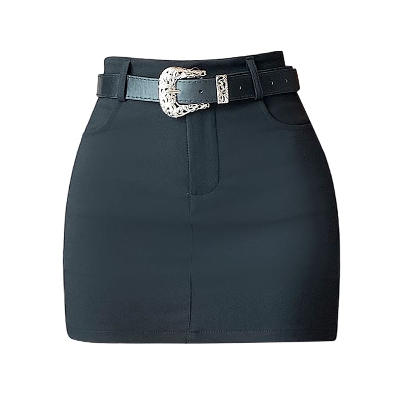 Plain Pencil High Skort Mini Waist