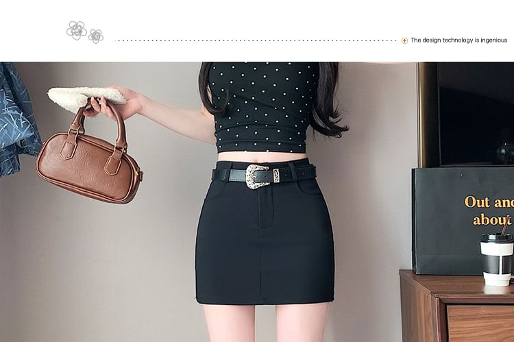 Plain Pencil High Skort Mini Waist