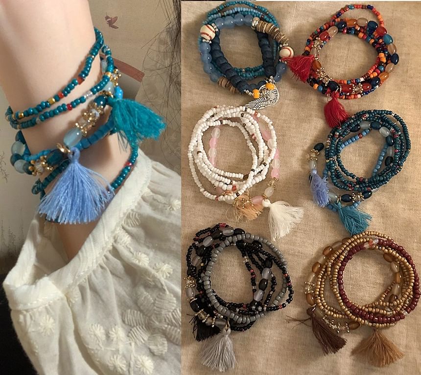 (Various Bead Designs) Tassel Bracelet