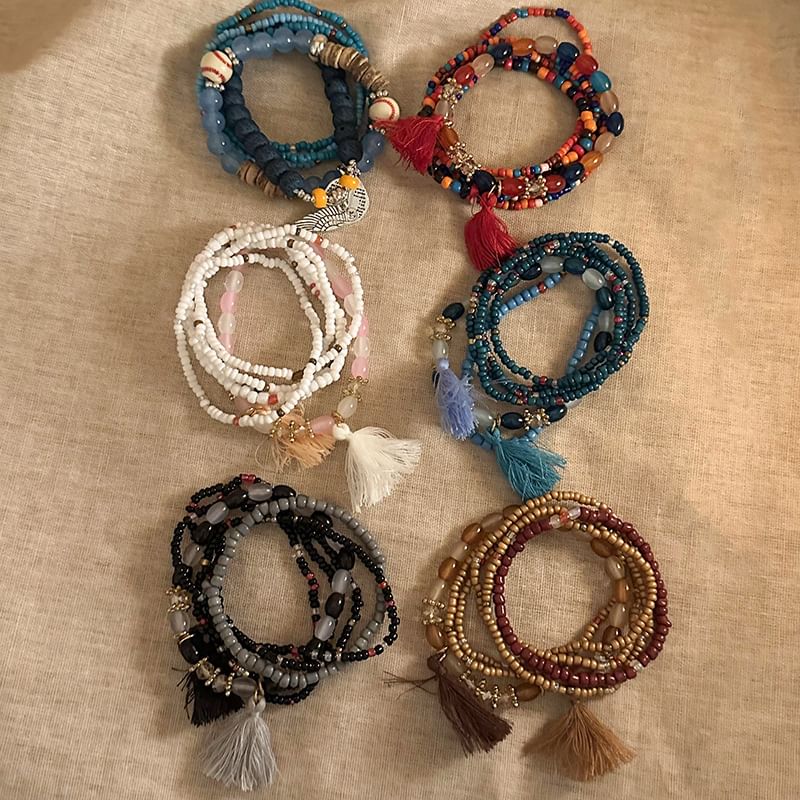 (Various Bead Designs) Tassel Bracelet