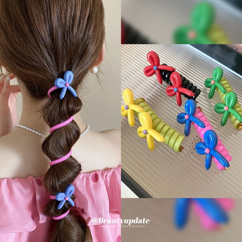 Tie Floral Coil Bead Ribbon / (Various Designs) Hair