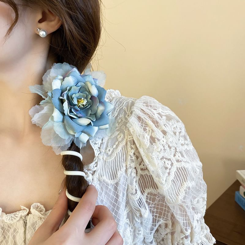 Tie Floral Coil Bead Ribbon / (Various Designs) Hair