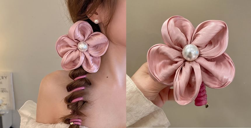 Tie Floral Coil Bead Ribbon / (Various Designs) Hair