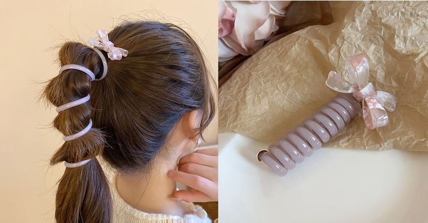 Tie Floral Coil Bead Ribbon / (Various Designs) Hair