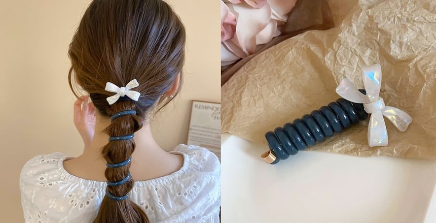 Tie Floral Coil Bead Ribbon / (Various Designs) Hair