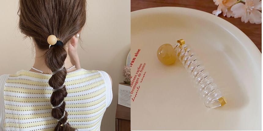 Tie Floral Coil Bead Ribbon / (Various Designs) Hair