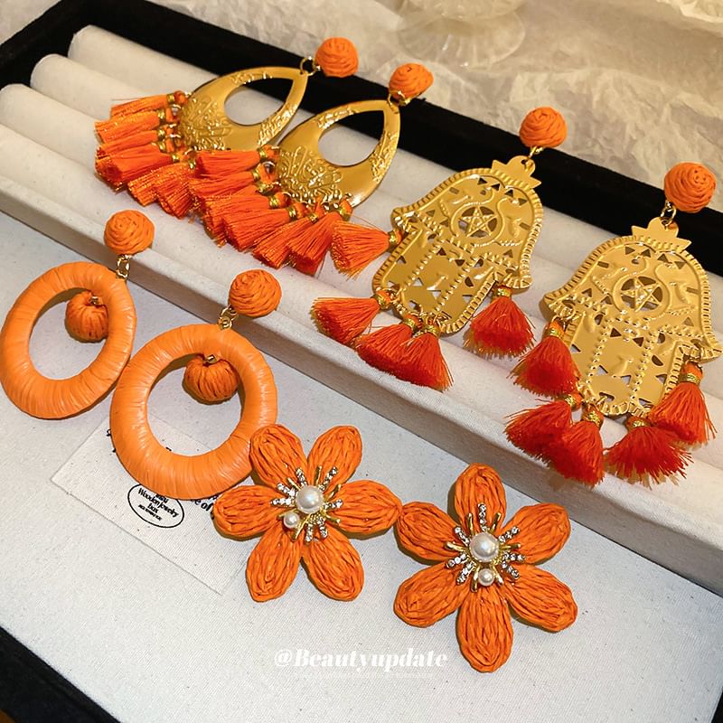 Tassel / Earring Alloy Hand Hamsa Droplet Chandelier