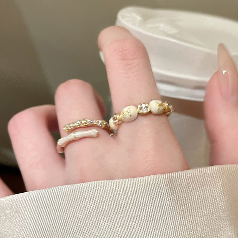 Designs) Embellished Open Ring (Various Glaze Alloy