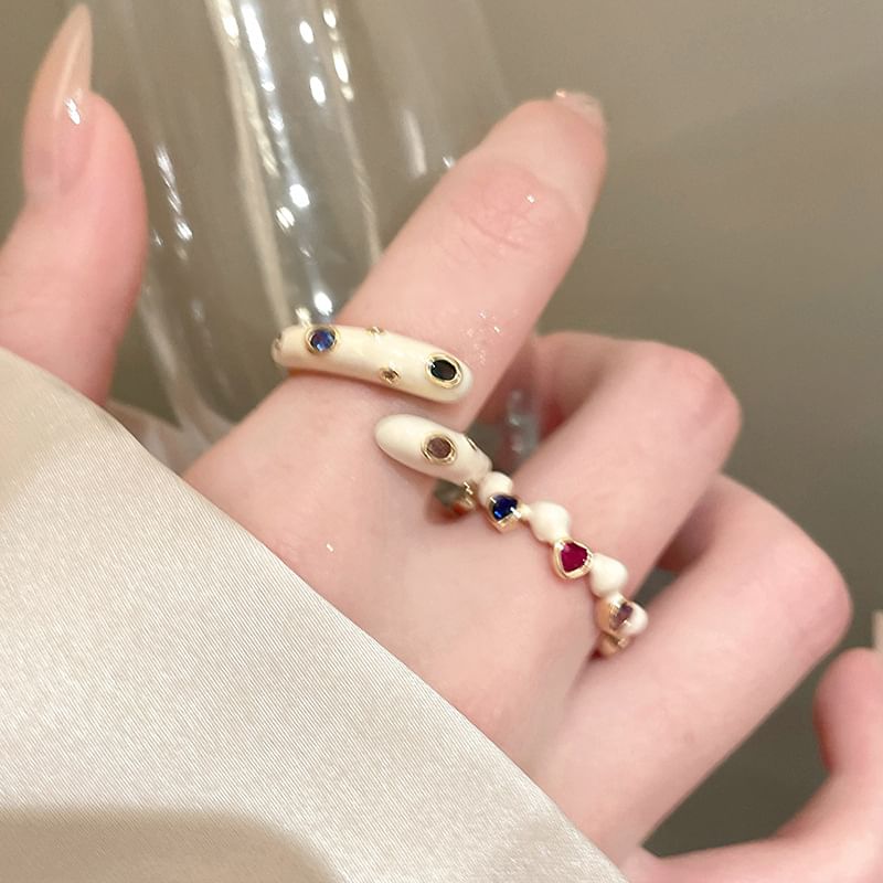 Designs) Embellished Open Ring (Various Glaze Alloy