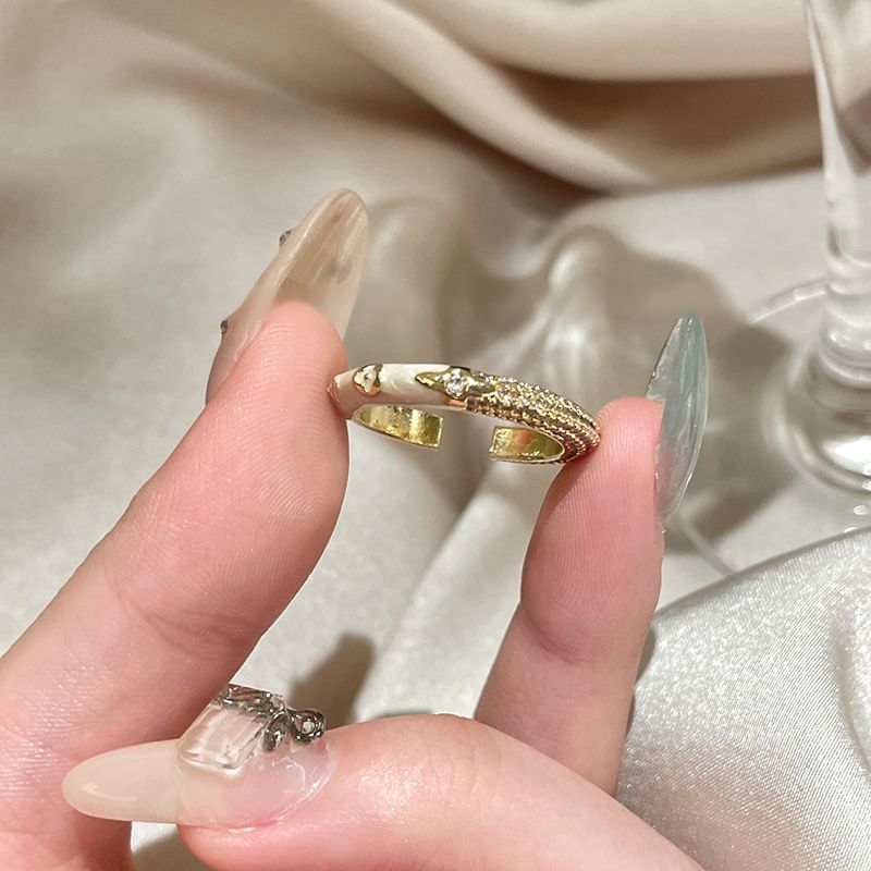 Designs) Embellished Open Ring (Various Glaze Alloy