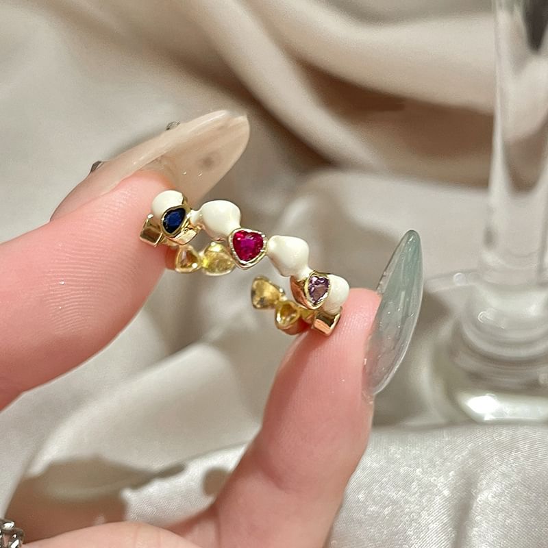 Designs) Embellished Open Ring (Various Glaze Alloy