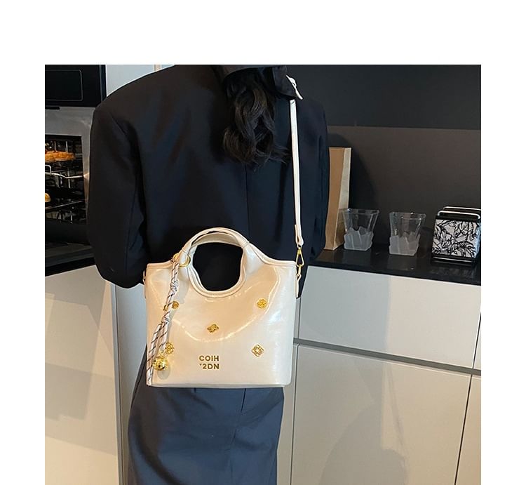 Bucket Faux Bag Top Leather Handle