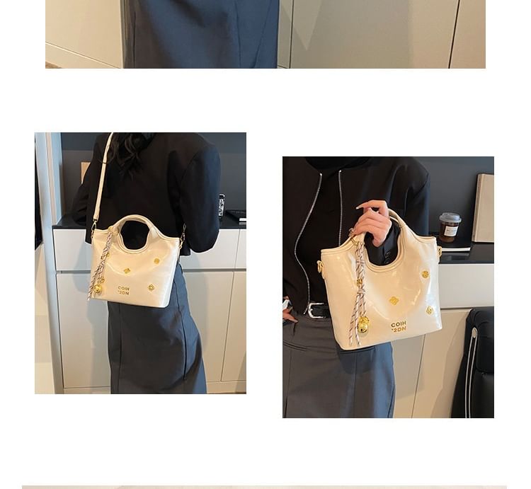 Bucket Faux Bag Top Leather Handle