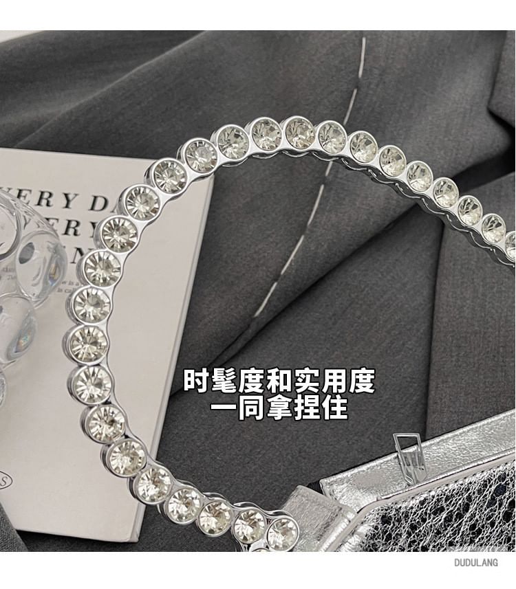 Hand Heart Rhinestone Velvet Bag