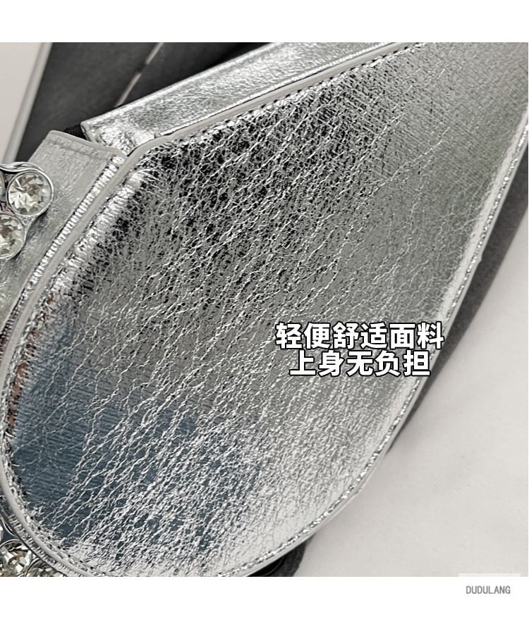 Hand Heart Rhinestone Velvet Bag