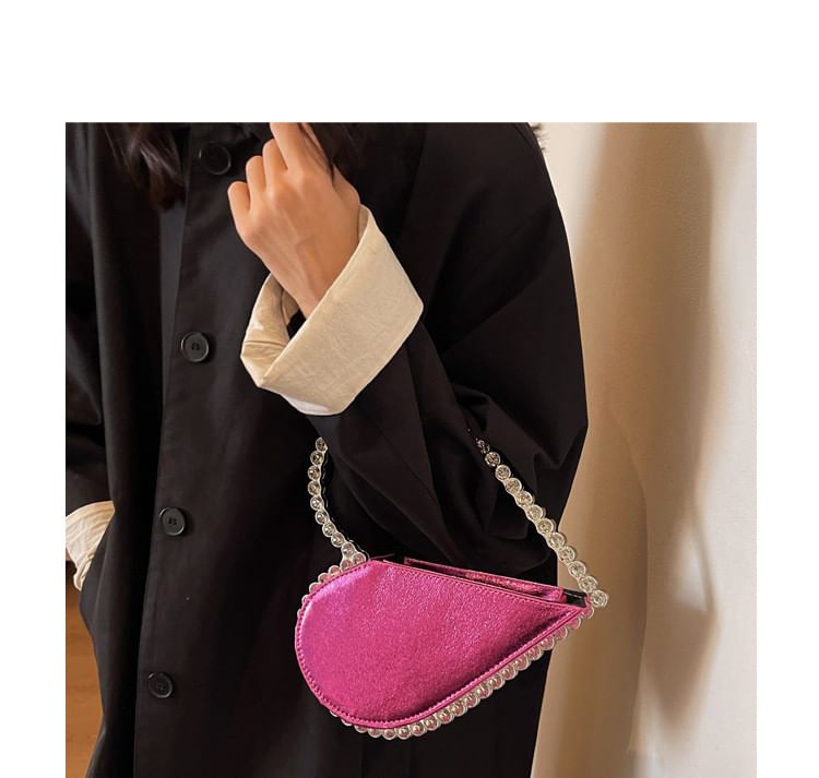 Hand Heart Rhinestone Velvet Bag