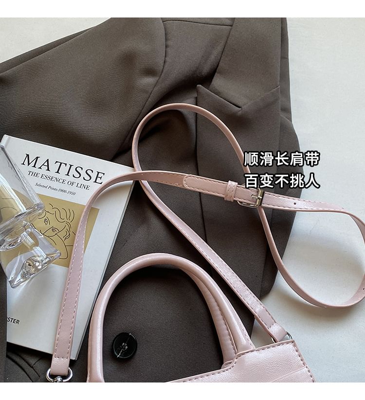 Handle Leather Bow Bag Faux Buckled Crossbody Top