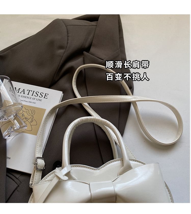 Top Crossbody Handle Leather Faux Bag Heart Bow