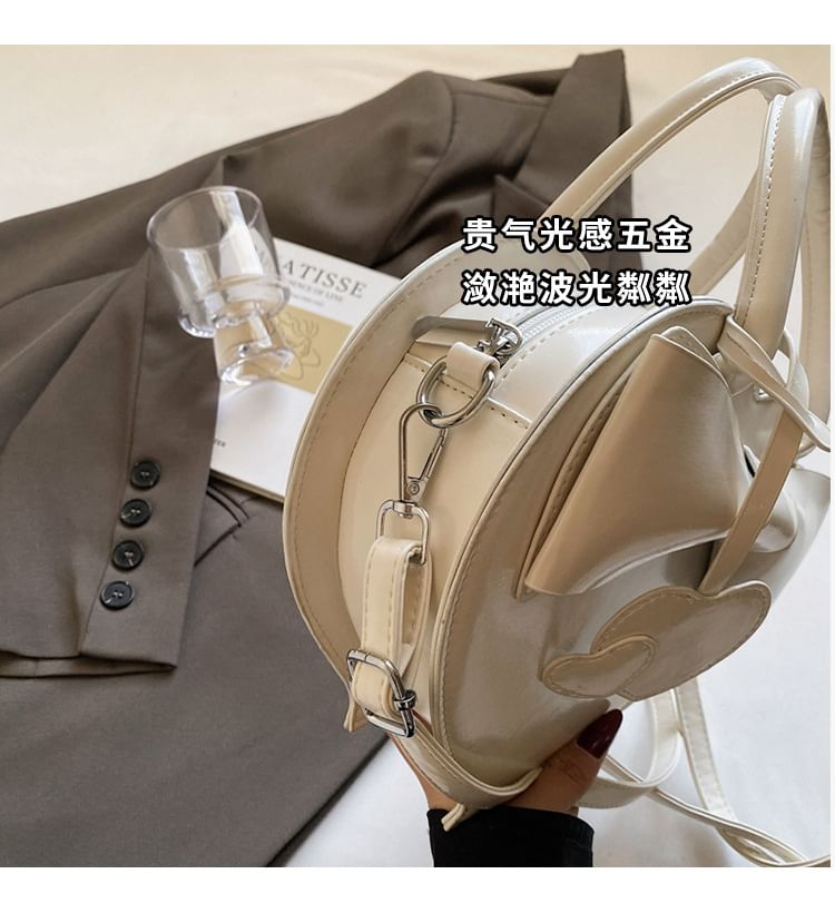 Top Crossbody Handle Leather Faux Bag Heart Bow