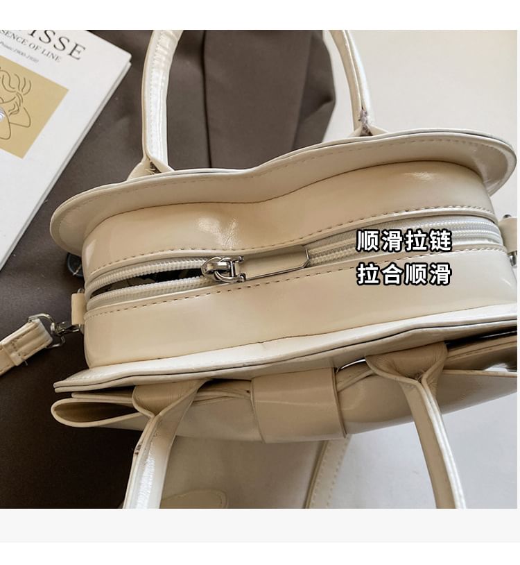 Top Crossbody Handle Leather Faux Bag Heart Bow