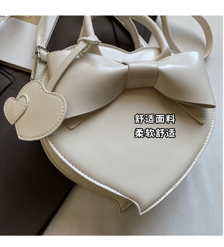 Top Crossbody Handle Leather Faux Bag Heart Bow