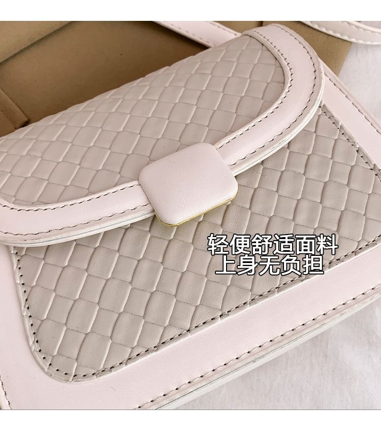 Crossbody Woven Bag Flap Faux Leather