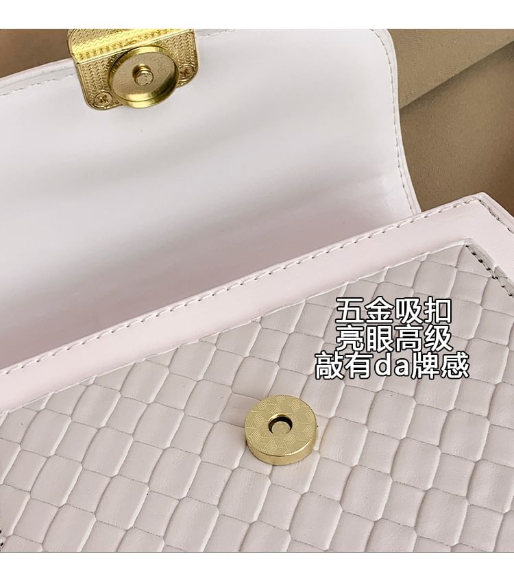 Crossbody Woven Bag Flap Faux Leather