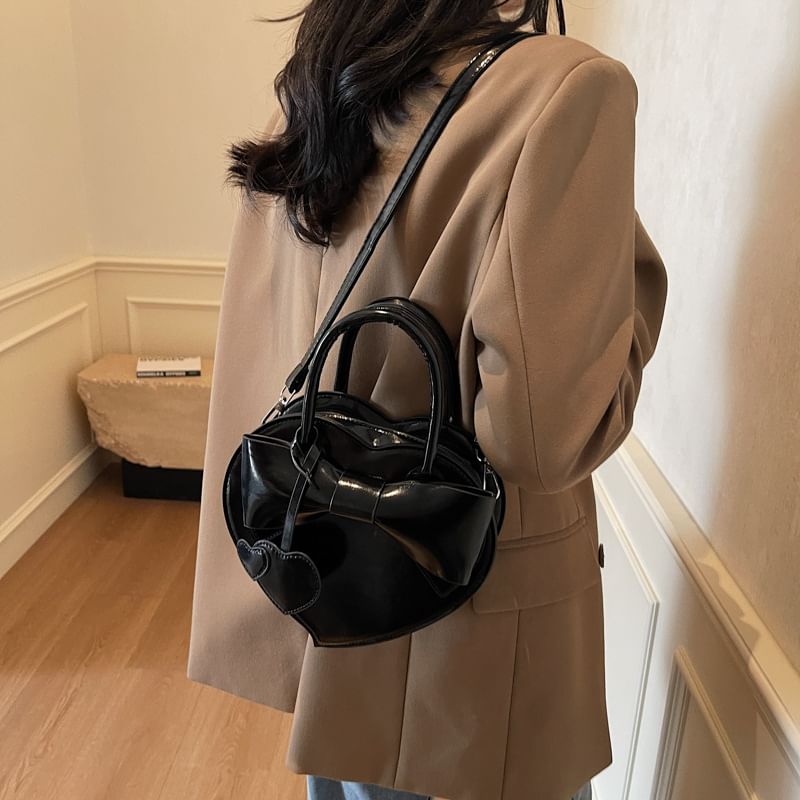 Bag Charm Crossbody + Shaped Faux Set: Leather Heart