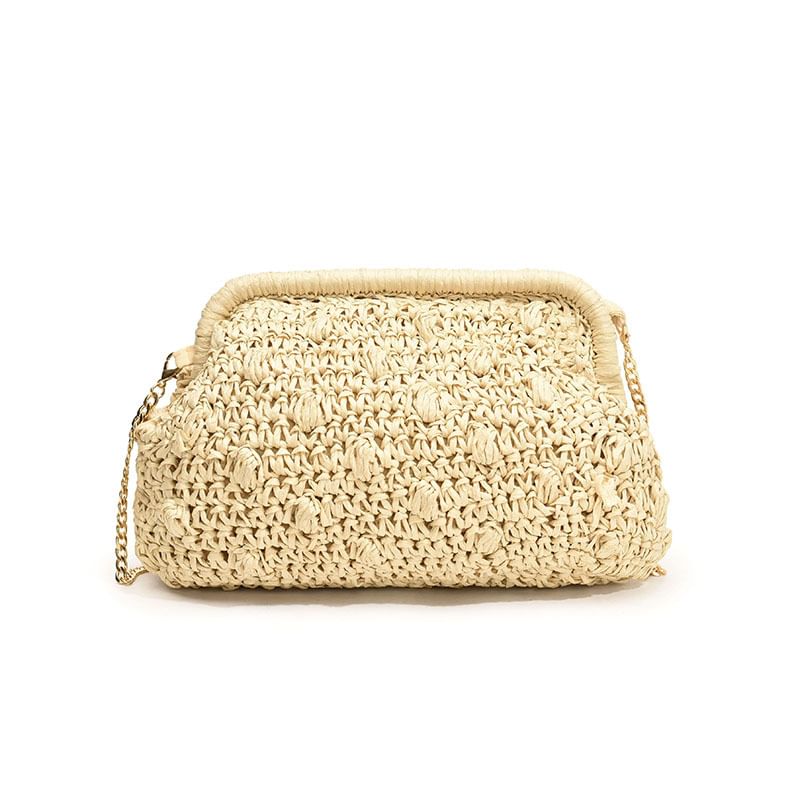 Straw Bag Crossbody Textured Strap Chain