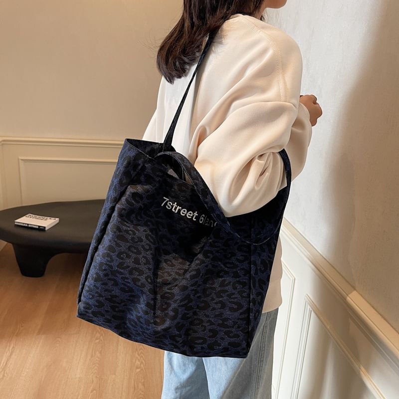 Leopard Tote Bag Print Denim