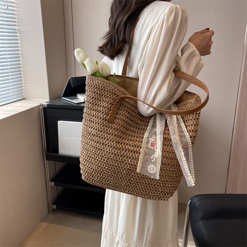 + Set: Scarf Straw Bag Tote