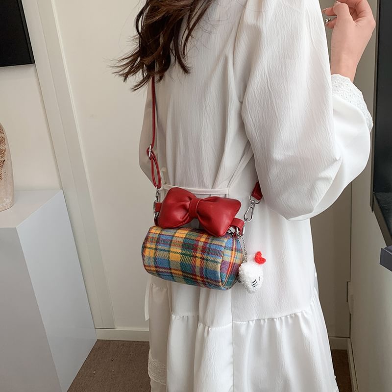 Cylinder Bag Accent Crossbody Bow