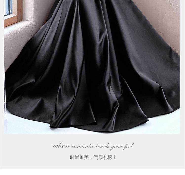 Sleeveless A-Line Plain Gown Evening Bow One-Shoulder