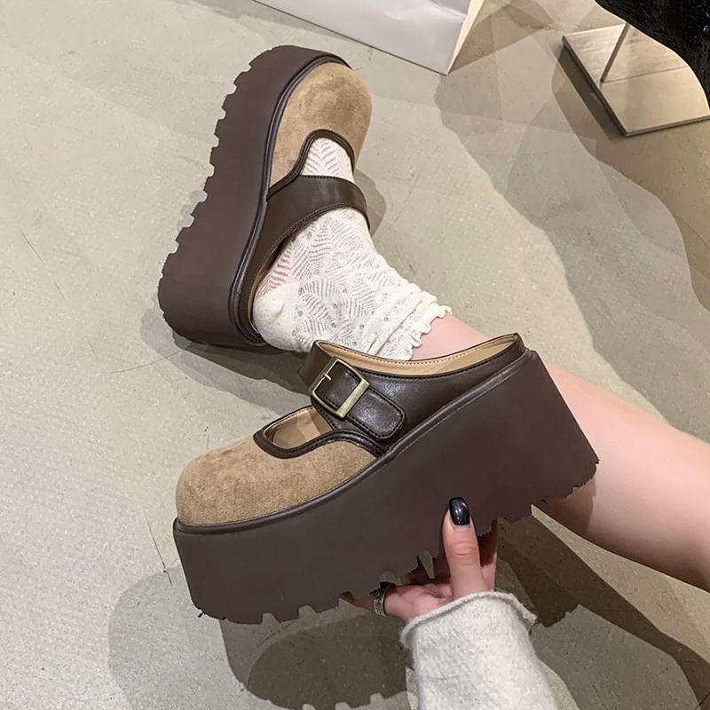 Buckled Jane Platform Mules Tone Two Mary