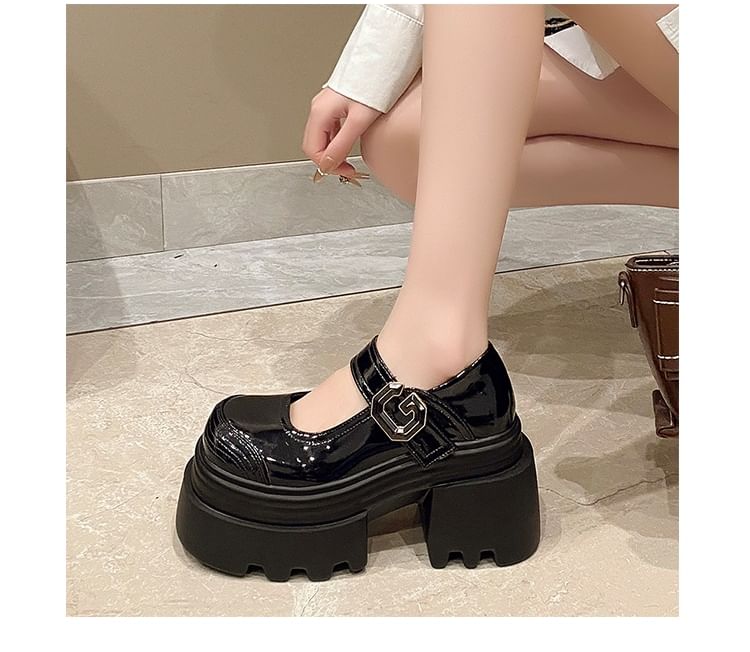 Jane Platform Leather Mary Plain Patent Shoes