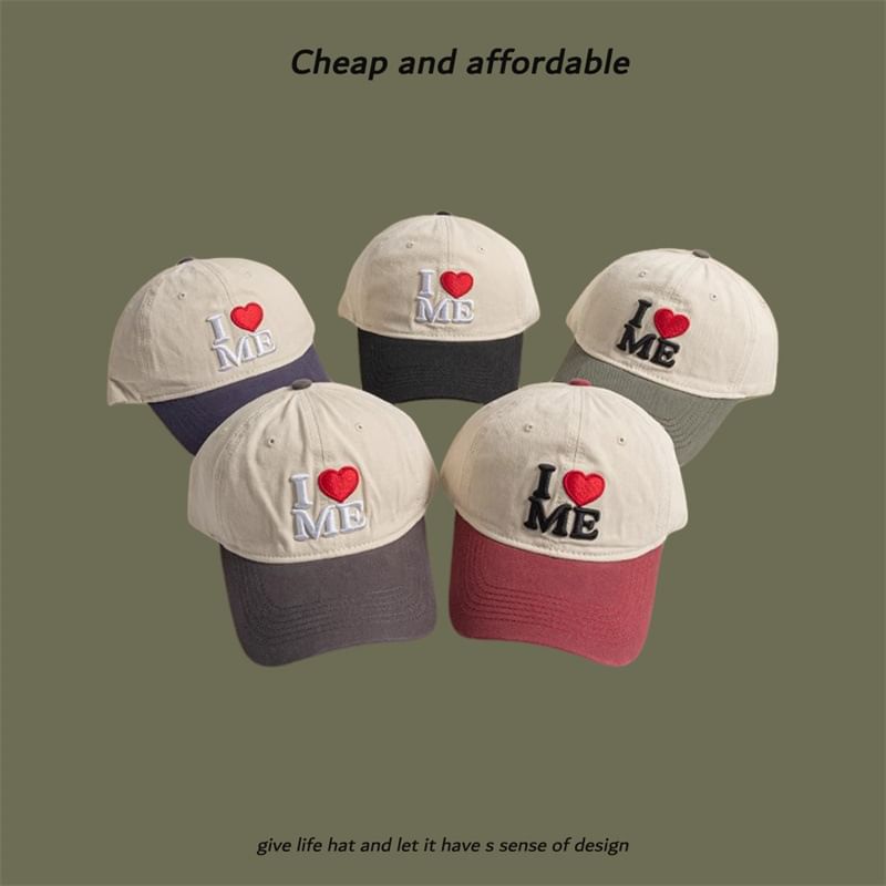 Heart Two-Tone Cap Embroidered