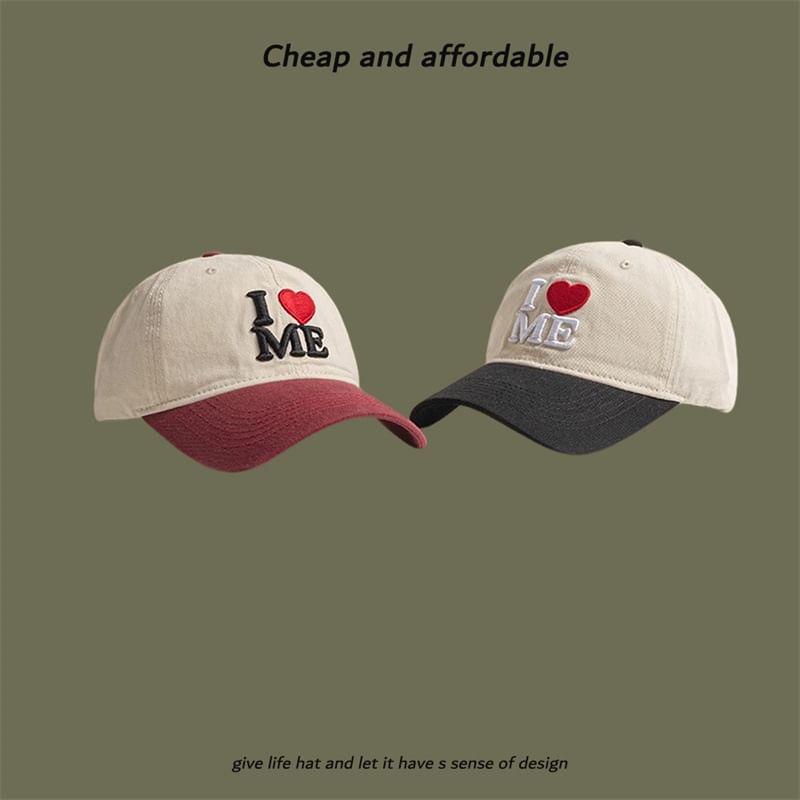 Heart Two-Tone Cap Embroidered