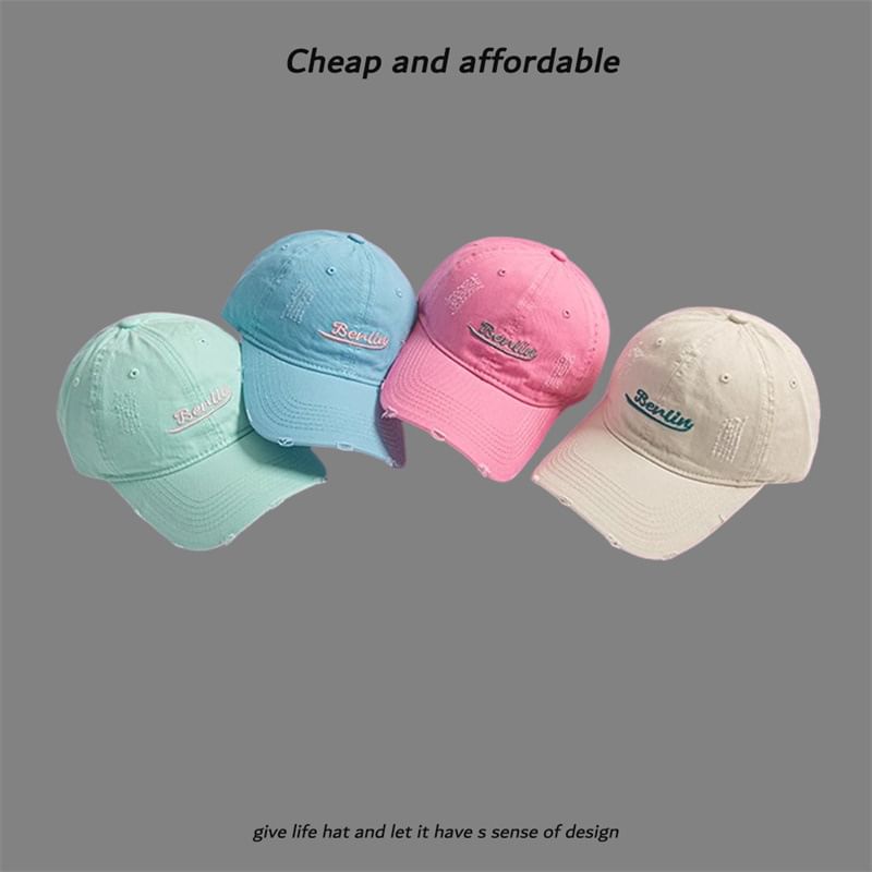 Cap Embroidered Letter Distressed