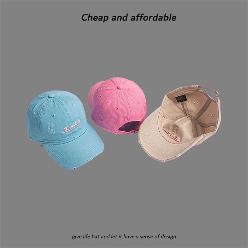 Cap Embroidered Letter Distressed