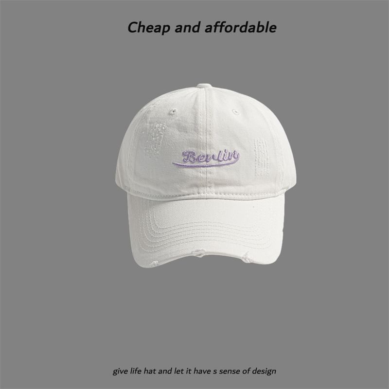 Cap Embroidered Letter Distressed