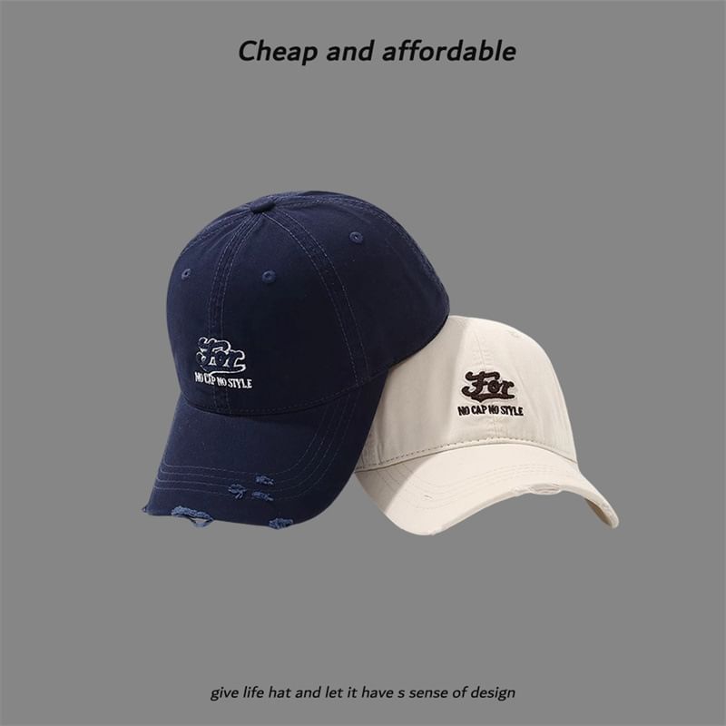 Embroidered Letter Distressed Cap