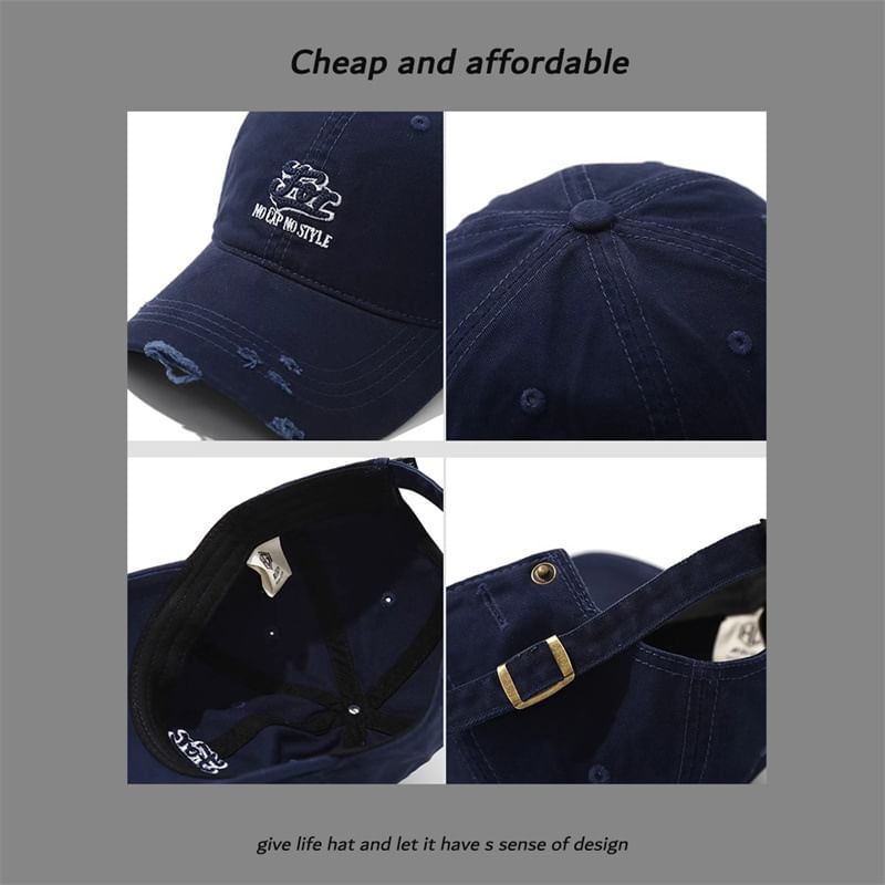 Embroidered Letter Distressed Cap