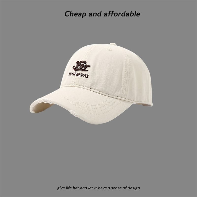 Embroidered Letter Distressed Cap