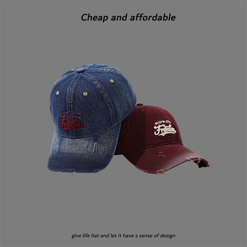 Washed Cap Letter Embroidered Distressed