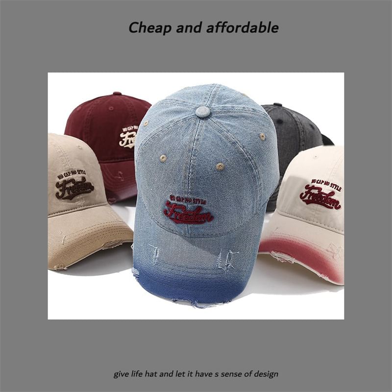 Washed Cap Letter Embroidered Distressed